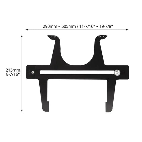 Brake Measuring Tool From 6.5 To 14.25 Inch, Pro Grade Precision Brake Resetting Gauge in steel showing metric and imperial scale.