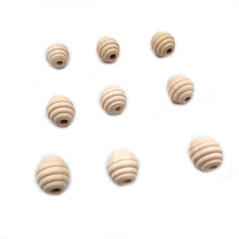Unfinished Natural Wood Honeycomb Beads Set Dope 30 Pieces Each 22mm By 20mm DIY Jewelry Spacers