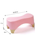 7 Inch Toilet Stool for Adults and Kids, Squatting Poop Stool With Non Slip Mat, 550 Lb Weight Capacity, Pink Bamboo Color