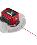 Compact Digital Level With Line Laser For Quick, Accurate Leveling Real Time Display And Easy Alignment Laser Line Projection On Walls Or Floors Built In Protractor Lightweight And Handy For Tight Spots And On The Go Projects. red digital level with clear protractor base and laser line