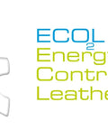 ECO2 Energy Controlled Leather logo with stylized blue line art and text