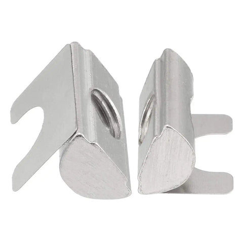 Roll In Spring M8 T Nuts For Aluminum Profiles 3030 4040, carbon steel nickel plated, side view, fits 8mm groove