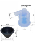 Heavy Duty Cyclone Dust Collector With Clear Turbo Separator For Woodworking Shop, showing clear separator and black connector dimensions.