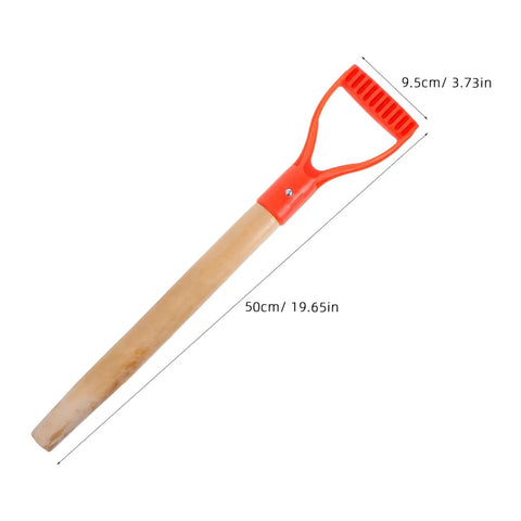 D Shaped Garden Fork Replacement Handle For Spading Shovel Ergonomic Non Slip Grip Easy Install shown with dimensions