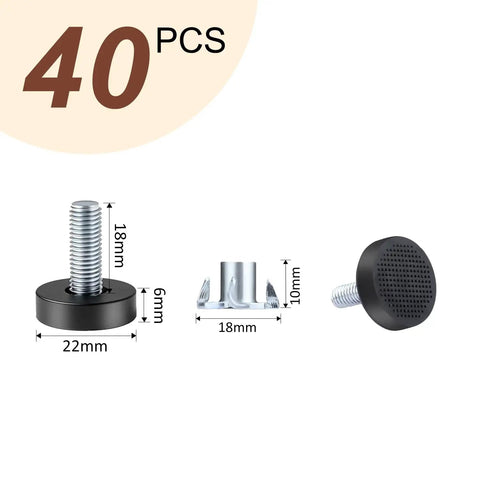 Heavy Duty 80 Piece M6 Threaded Furniture Leveling Feet With T Nuts Adjustable Glides For Desks Chairs Tables And Cabinets
