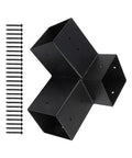 Pergola Bracket Kit With Slanted Roof 15 Degree 3-Way And Unidirectional Corner Connectors Heavy Duty Steel Hardware Black