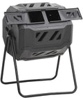 Dual Chamber Compost Bin 42.3 Gal with 360 Degree Spin, Rotating Tumbler for Fast Garden and Kitchen Waste Decomposition, shown from side