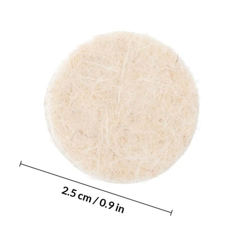 Close-up of a wool felt polishing wheel, 2.5 cm diameter, part of 120 pcs Wool Felt Polishing Wheel Set With Mandrel Handle