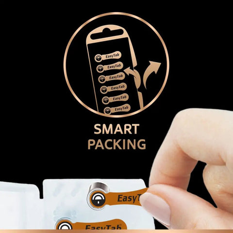Zinc Air Hearing Aid Batteries Size 312 Packing Sixty One Point Four Volt Cells With Quick Pull Tab for easy removal and smooth access.