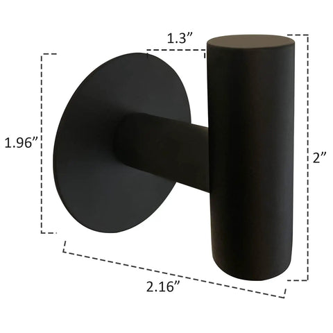 Dimensions of Matte Black Adhesive Wall Hooks 2 Pack Heavy Duty Stick On Hooks No Drilling Needed Damage Free Install
