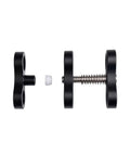 Disassembled Aluminum Ball Joint Clamp For Underwater Light Arms And Camera Mounts, showing metal spring and components.