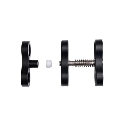 Disassembled Aluminum Ball Joint Clamp For Underwater Light Arms And Camera Mounts, showing metal spring and components.