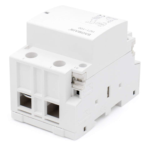 Heavy Duty AC Contactor 2 Pole 2NO 110V Coil DIN Rail Mount Panel Ready, side view, white, for industrial automation and motor control