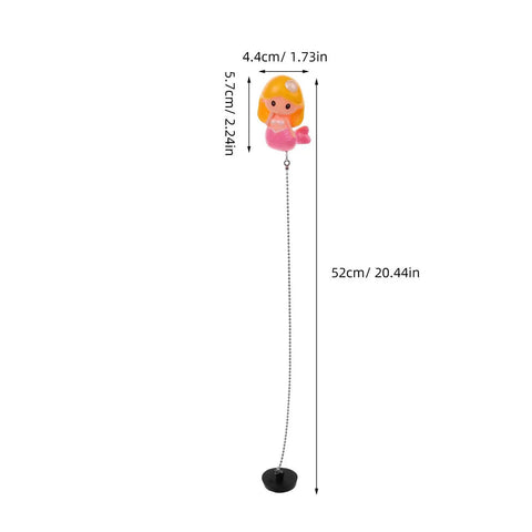 Mermaid Rubber Tub Stopper with Chain for Bathtub Drains, pink mermaid design, 4.4cm wide, 57cm chain length.