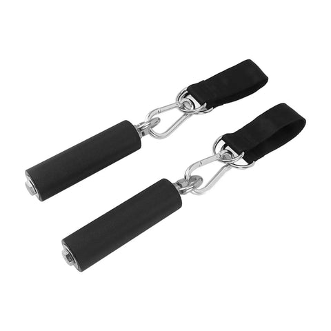 1 Pair Nylon And Stainless Steel Pull Up Handles With TPR Rubber Coated Anti Slip Grips for Gym Equipment displayed on white background
