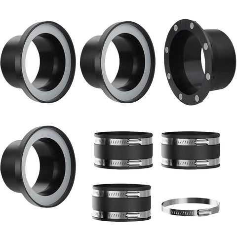 7-piece 4 Inch Magnetic Dust Collection Fittings Kit For Woodworking Shops, showing magnetic connectors and rubber couplers