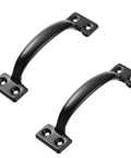 Six And A Half Inch Black Pulls Two Pack For Barn Doors Garage Doors Screen Doors Fences And Cabinet Or Tray Board Applications Made From 1mm Thick Cold Rolled Steel With A Vintage Style Matte Black Finish And Easy Grip For Smooth Operation
