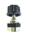 5K Ohm 6mm Shaft Rotary Taper Potentiometer With Knob, Carbon Film, Single Turn, 3 Terminals, Round Shaft, Compact 25x14mm Body.