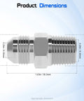3/8 Inch JIC 37 Degree Male To 1/4 Inch NPTF Male Hydraulic Adapter Fitting For Straight Thread JIC To NPTF Port Connections In Hydraulic Systems And Hydraulic Hose Assemblies, dimensioned side view