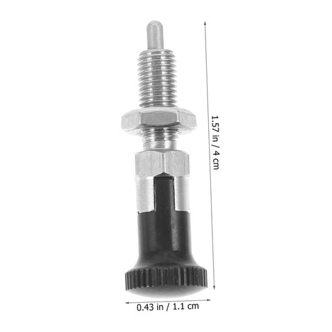 Top Shelf Hand Retractable Spring Plunger With Knurled Grip Locking Positioning Pin For Toolboxes And Rolling Cabinet Self Adjusting Industrial Hardware, side view, stainless steel, 1.57 in height.