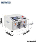 Automatic Cable Wire Cutting And Stripping Machine With Touch Screen, dimensions labeled, AWG 11-32 compatibility visible