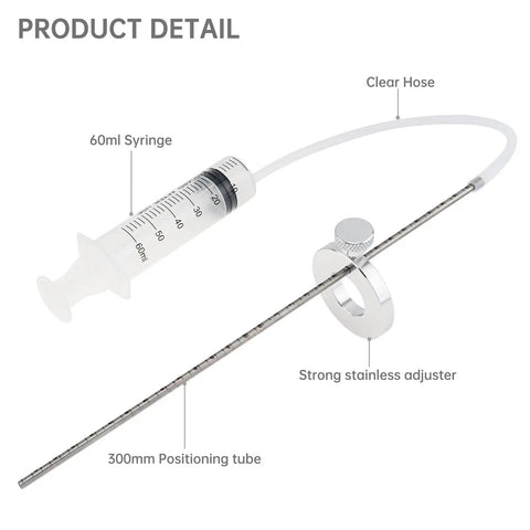 All In One Front Fork Maintenance Kit For Motorcycles, Shock Repair Tool with 60ml syringe, clear hose, and stainless adjuster
