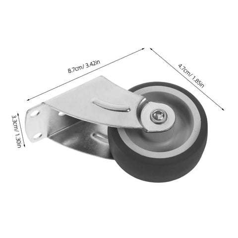 Heavy Duty Sliding Door Guide Wheel And Caster Kit With Bottom Floor Guide For Barn Doors And Gates Grey Metal Plastic Antisag Design, close-up view showing dimensions.