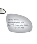 Volkswagen Right Side Mirror Glass Replacement For Passat Jetta Rabbit GTI Eos R32 Convex Not Heated With Adhesive Pads