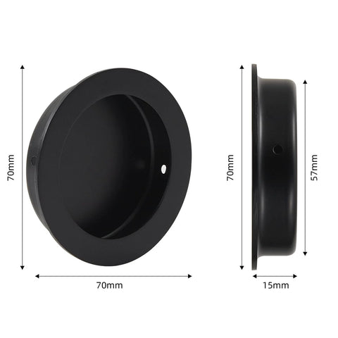 Recessed Pocket Door Pull Handles 2 And 3 Quarter Inch Round Finger Flush Pulls for Barn Doors Matte Black 304 Stainless Steel