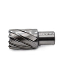 Oscarbide annular cutter with 3/4 in Weldon shank, 1-1/16 in cutting diameter, 1 in depth.