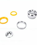 32mm Fitness Handle End Covers 5 Pack Aluminum Alloy No Slip Grip, shown disassembled with yellow and silver components.