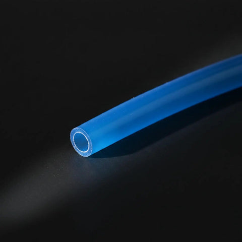 Durable Top Tier Black Polyurethane Coiled Pneumatic Air Compressor Hose Tube Handles Heavy Air Lines Like A Boss For Any Garage Project Requiring Stable High Pressure Without Any Annoying Kinks. blue polyurethane air hose tube close-up