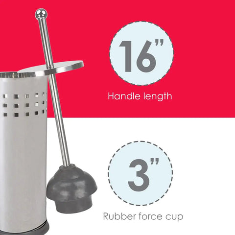 Metal Toilet Plunger With Holder No Fuss Hidden Canister Keeps Your Bathroom Clean And Clog-Free Compact Storage For Apartments