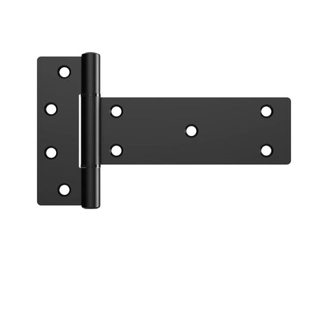 6 Inch Industrial T Gate Hinges Set of Two With 48 Lbs Per Hinge Capacity WeatherGuard Black Finish for Outdoor Fence Gate Hardware