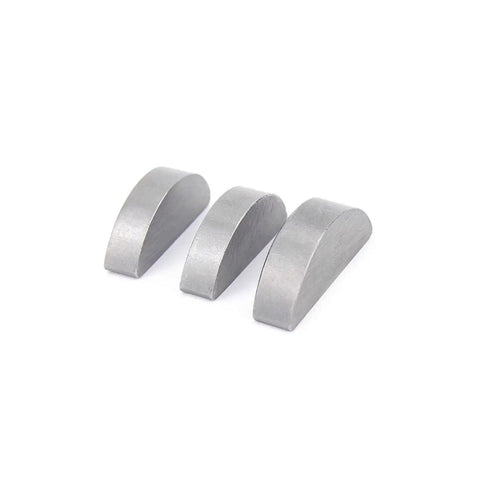 Steel Half Round Key Handles 4x16x6.5mm, three silver machine key handles for shaft hub fit and torque transfer