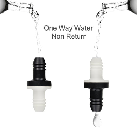 Showing two Three Eighth Inch Inline Vacuum Barbed Check Valve One Way Breather For Fuel Gas Liquid Air, in black and white