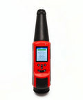 Real Deal Digital Concrete Rebound Hammer Schmidt Hardness Tester With Calibration Anvil For Tight On Site Strength Checks Astm En Approved High Accuracy Plus Minus One Percent Heavy Duty Two Joule Impact, front view, red handheld device with screen.