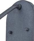Close-up of Classic Outdoor Wall Sconce With One Bulb, Aged Zinc Finish And Clear Seeded Glass, backplate details, wet location use.