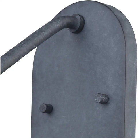 Close-up of Classic Outdoor Wall Sconce With One Bulb, Aged Zinc Finish And Clear Seeded Glass, backplate details, wet location use.