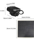 Slick 10W Solar Panel Heater For Cars And Small Barns, Portable Off Grid Winter Warming Device dimensions, solar panel and fan measurements.