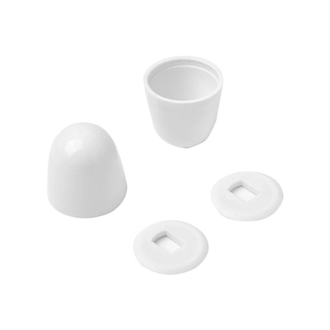 Universal Toilet Bolt Caps Set 4 Pack With Round White Push On Covers And Extra Washers For Easy Installation Conceal Toilet Bowl Fasteners