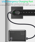Smart App Synced Lever Handle Lock With Fingerprint Swipe And Custom Password Backup For Porch Security Wireless Entry Gear Loaded Capacity For The Whole Squad Smooth Rollout Install showing USB emergency charging port with power bank.