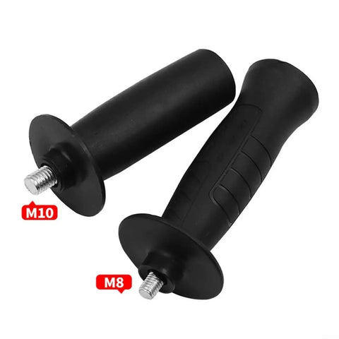 Angle Grinder Side Handle With 8mm And 10mm Thread Mounts, Auxiliary Grip For Grinding, Cutting And Polishing, Heavy Duty Plastic And Metal Construction, Black, 1 Pack M8 side handles shown with M10 and M8 threads