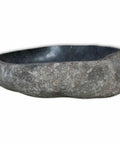 HKPWRBFG River Stone Wash Basin, Oval Bathroom Sink, Grey Countertop Bowl with smooth polished interior.