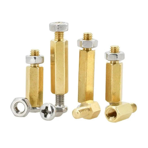 Brass Standoff Spacer Kit 10Pcs M2 M2.5 M3 Hex Threaded Bracket Pillars For Motherboard And PCB Mounts 17mm Length, brass spacers