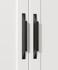 Matte Black Cabinet Handles 10 Pack 6 Inch Long Finger Pulls 96mm Center To Center Modern Kitchen Bathroom Hardware installed on cabinet