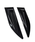 Glossy Carbon Fiber Hood Vent Trim Fits Tesla Cybertruck, two slanted carbon plates for sporty exterior upgrade.