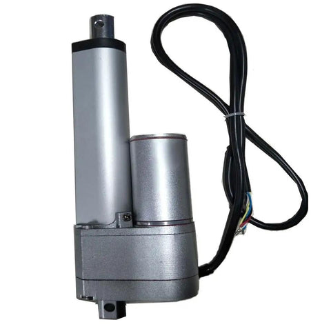 Multifunctional 12V DC Linear Actuator For Bed Or Lift Table, 25mm To 150mm Stroke, 900N Max Thrust, Potentiometer Included, Low Noise Quiet Operation, Easy Install For DIY Projects silver metal actuator with cable