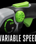 Close-up of variable speed control on Cordless Leaf Blower With Up To 615 CFM And 170 MPH Turbo Mode For Wet Leaves