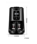 Compact Automatic Freshly Ground Coffee Brewer With Onboard Bean Grinder And Programmed Cup Settings, 290mm tall, black finish.